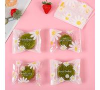 100 Uds. Bolsas de embalaje para pasteles Mooncake, galletas caseras hechas a mano, yema de huevo, bolsa para galletas crujientes, festival del medio otoño, conejo blanco, para 80g (10x13,5 cm)