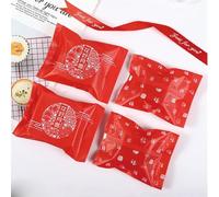 100 Uds. Bolsas de embalaje para pasteles Mooncake, galletas caseras hechas a mano, yema de huevo, bolsa para galletas crujientes, Festival del Medio Otoño-rojo, para 80g (10x13,5 cm)