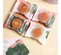 100 Uds. Bolsas de embalaje para pasteles Mooncake, galletas caseras hechas a mano, yema de huevo, bolsa para galletas crujientes, Festival del Medio Otoño-Ji xiang ru yi, para 80g (10x13,5 cm)