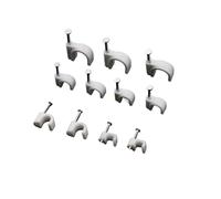 100 Uds Cable fijo 25mm Clips de Cable planos o redondos o circulares con clavo, abrazadera de Cable circular en U con clavo