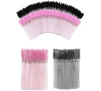 100 Uds. Cepillos for pestañas Spoolies Micro Lash Mascara varitas peines for maquillaje de extensión(100pcs pink n black)