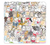 100 Uds Gato Pegatinas para Botellas de Agua Portátiles,Maleta,Bicicletas,Patinetas,Monopatín,Guitarra,Casco,Equipaje,Coche,Lindo Gato Impermeable Stickers de Vinilo para Niños y Niñas,Adolescentes