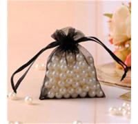 100 uds/lote Bolsas de organza para joyería de colores mezclados Bolsas de organza transparente Bolsas con logotipo personalizado - Negro - predeterminado
