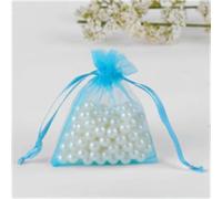 100 uds/lote Bolsas pequeñas de organza de color azul claro para regalos de boda y bolsas de joyería personalizadas - Azul lago - predeterminado