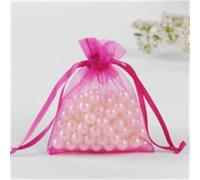 100 uds/lote Bolsas pequeñas de organza de color azul claro para regalos de boda y bolsas de joyería personalizadas - Rosa roja - predeterminado