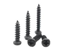 100 Uds M1 M1.2 M1.4 M1.5 M1.7 M2 M2.3 M2.6 M3 M3.5 M4 M5 tornillo autorroscante de cabeza redonda cruzada de acero al carbono negro(8mm,M1.7 (100pcs))