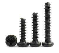 100 Uds M1 M1.2 M1.4 M1.7 M2 M2.3 M2.6 M3 M3.5 M4 M5 Mini tornillo de rosca de cabeza plana empotrada en cruz de acero al carbono negro(6mm,M1.2 x100pcs)