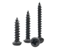 100 Uds M1-M4 tornillos autorroscantes de cabeza redonda cruzada tornillo de acero al carbono negro(16mm,M2 (100pcs))