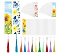 100 uds Marcapáginas Sublimación en Blanco + 100 Borlas Coloridas - Kit DIY Doble Cara para Transferencia Térmica - Regalos Personalizados, Cumpleaños, Bodas, Profesores