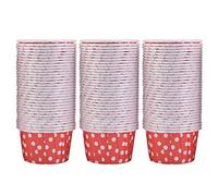 100 Uds Mini Cupcake liners papel redondo pastel hornear tazas muffins casos hogar fiesta boda (Punto de onda roja)
