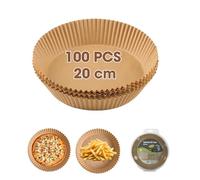 100 uds Papel de Freidora de Aire | Molde de papel | Accesorios para Airfryer |Bandeja Pergamino Antigrasa |AIRFRYER PAPEL | PAPEL FREIDORA | bandeja papel para freidora sin aceite (Circular 20 CM)