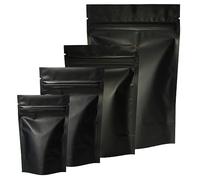 100 Uds. Paquete con cierre térmico bolsas con cierre de cremallera papel de aluminio Mylar muesca de lágrima negro mate bolsa de pie al por mayor-tamaño negro 100x150mm