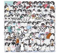 100 Uds Pingüino Pegatinas para Botellas de Agua Portátiles,Maleta,Bicicletas,Monopatín,Guitarra,Casco,Equipaje,Coche,Penguin Impermeable Stickers de Vinilo para Niños y Niñas,Adolescentes