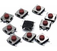 100 Uds SMD rojo plano 5 pines 6x6 interruptor de botón táctil 6 * 6 * 3,1 MM Micro interruptor 6x6x3,1mm