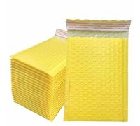 100 Uds. Suministros para pequeñas empresas Pink Bubble Mailer Paquete de entrega Embalaje Bolsas de envío para empacar productos Mailers Envelope-amarillo, 13 * 15 cm
