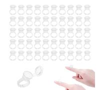 100 Uds taza de anillo de tinta de tatuaje, soporte de tinta de pigmento desechable ajustable anillo de pegamento de maquillaje con tapa para uñas de extensión de pestañas