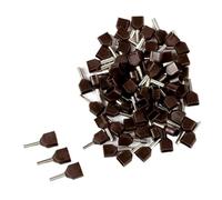 100 Uds tubo de doble alambre TE0508 7508 0,5~6.0mm² prensa en frío extremo de cobre casquillo en forma de tubo Terminal Tubular aislado(Brown,TE0508)
