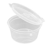 100 und, Tarrina salsera transparente con tapa, 30cc, 1oz plastico redonda, Ideal para Salsas, condimentos, cremas, Ideal para takeaway (Tarrina 1,5oz)