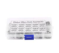 100 Unidades de 10 Valores Kit Surtido de Diodos Rectificadores Kit de Diodos Zener Diodos Electrónicos de 2 Pines con Estuche Transparente
