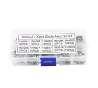 100 Unidades de 10 Valores Kit Surtido de Diodos Rectificadores Kit de Diodos Zener Diodos Electrónicos de 2 Pines con Estuche Transparente