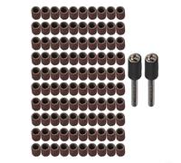 100 unidades de 80 tambores de lija para Dremel y taladro, vástago de 6,35 mm, incluye 2 tomas, color marrón rojizo