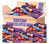 100 Unidades de Chocolates de Navidad Mini Assorted | Caja de Chocolates Gourmet MINI Versiones de Kit Kat, Toblerone, Kinder Bueno, Twix, Snickers, Kinder Chocolate, Shochobons y Mars