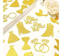 100 unidades de confeti de boda He Ask She Said Yes Confetti Novia Ducha Decoración de Mesa para Boda Fiesta Decoraciones Oro