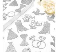 100 unidades de confeti de boda He Ask She Said Yes Confetti Novia Ducha Decoración de Mesa para Boda Fiesta Decoraciones Plata