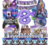 100 unidades de decoración de cumpleaños para videojuegos 8, Fortni decoración de cumpleaños 8, G-ebmaña, juego de vajilla para fiestas, vajilla de cumpleaños para gamer, vajilla de fiesta
