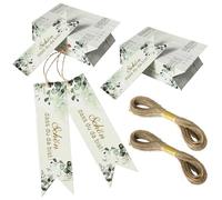 100 unidades de etiquetas de papel con texto en inglés "Schön Dass Du Da Bist ", para bodas, bodas, eucalipto, etiquetas de regalo, etiquetas de regalo, con cuerda de yute de 10 m, para decoración,
