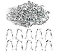 100 unidades de grapas, clavos en U de hierro, 20 x 1,8 mm, grapas de acero inoxidable galvanizadas, con puntas cortadas en ángulo, grapas de acero galvanizado para fijación, vallas tejidas de malla