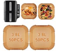 100 unidades de papel de horno Airfryer para Ninja Double Stack XL SL300EU, papel de horno freidora de aire caliente para Ninja Foodi 7,6L Dual Zone Air Fryer, freidora de aire caliente, accesorios