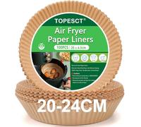 100 unidades de papel de horno para freidora de aire caliente, 20 cm | resistente a la grasa, compatible con cestas de 4,5-8 l (Ninja Cosori Philips Cecotec Midea Russell Hobbs XL XXL Air)