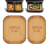 100 unidades de papel de horno para freidora de aire caliente, compatible con Tefal Easy Fry EY901810 EY905D 5.2/3.1L, Philips Airfryer Dual Basket 3000 Serie, Cecotec 5.5/3.5L, Moulinex 8.3L