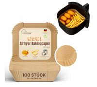 100 unidades de papel de horno para freidora de aire caliente, cuadrado, 16 x 16 cm, 3-6 litros, extra estables gracias a la superficie estructurada, antiadherente, desechables, para Ninja, Consori