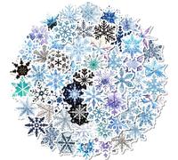 100 unidades de pegatinas de nieve, deslumbrantes copos de nieve de invierno, adhesivos Frozen, adhesivos de vinilo resistentes al agua para decoración DIY, pegatinas de copos de nieve de ensueño
