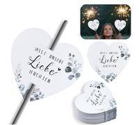 100 unidades de portarjetas de bengalas para bodas, etiquetas de corazón de bengalas, decoración de boda, que brille nuestro amor, tarjetas de boda, regalos para invitados, decoración de fiesta