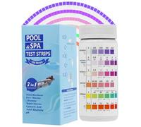 100 unidades de probadores de agua para piscina, 7 en 1 tiras de prueba para el agua de la piscina, pH libre, cloro libre, dureza total, bromo, cloro total, ácido cianúrico, alcalinidad total