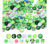 100 unidades de trébol de cuatro hojas coloridas para niños, 12 mm, piedras de cristal, piedras de mosaico para manualidades, piedras de la suerte, piedras preciosas, piedras preciosas, cabujones para