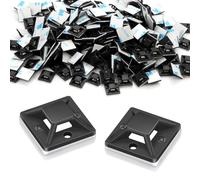 100 unidades de zócalos adhesivos para bridas de 30 x 30 mm, fijación de cables, autoadhesivas, bridas, soporte para cables, soporte adhesivo, base de fijación (negro)