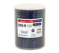 100 Unidades DVD-R Legend con Pro JDC TY 16X 4.7GB 120Min Blanco Inkjet Hub imprimible en Blanco Disco grabable
