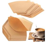 100 Unidades Filtros de Café Talla 4, No Blanqueados y Cónicos - 100% Biodegradables - Compatibles con V60 Dripper, Filtros Manuales y Cafeteras de Goteo (8-12 Tazas) - Papel Natural Premium