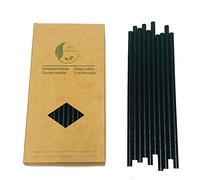 100 Unidades Pajitas de Papel Negro de 197 x 6 mm, Biodegradables Pajitas Negro Desechables para Cócteles, Cafés, Bares, Restaurantes