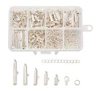 100 unidades por caja de plata deslizable en el extremo de cierre con anillos de salto, cadenas extensoras para hacer joyas en telar (10 mm/13 mm/16 mm/20 mm/25 mm)