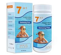 100 Unidades Tiras Reactivas de Prueba Piscina y Spa 7 en 1，Kit de Análisis de Agua Profesional para pH, Tiras Reactivas para Piscinas,Resultados Rápidos y Precisos