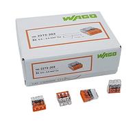100 unidades Wago 2273-203 COMPACT borne para caja de conexiones Ø 0,5-2,5 mm², de 3 polos, transparente/naranja
