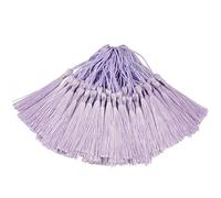 100 Unids 13 cm / 5 Pulgadas Sedoso Hilo Marcador de Borlas con 2-pulgadas Cord Loop y Pequeño Nudo Chino Para la Fabricación de Joyas, Recuerdo, Marcadores, Artesanía DIY Accesorio (Violeta Claro)