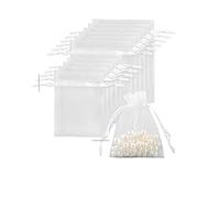 100 Unids Bolsa De Gasa Bolsas Con Cordones Bolsas De Exhibición De Regalo De Joyería Bolsas De Embalaje Bolsa De Regalo De Boda Bolsita De Organza Bolsas De Dulces De Tul-HG69059WT,7x9 cm,100pcs