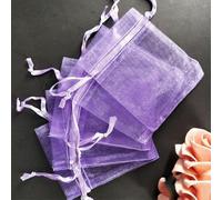 100 Unids Bolsa De Tul Bolsas Con Cordones 7x9/9x12/10x15cm Exhibición De Regalo De Joyería Bolsas De Embalaje Bolsa De Regalo De Boda Sachet Organza Bag 5z-light purple-15x20cm-SH317-100-other
