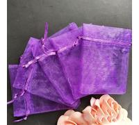 100 Unids Bolsa De Tul Bolsas Con Cordones 7x9/9x12/10x15cm Exhibición De Regalos De Joyería Bolsas De Embalaje Bolsa De Regalo De Boda Sachet Organza Bag 5z-dark purple-15x20cm-SH317-100-other